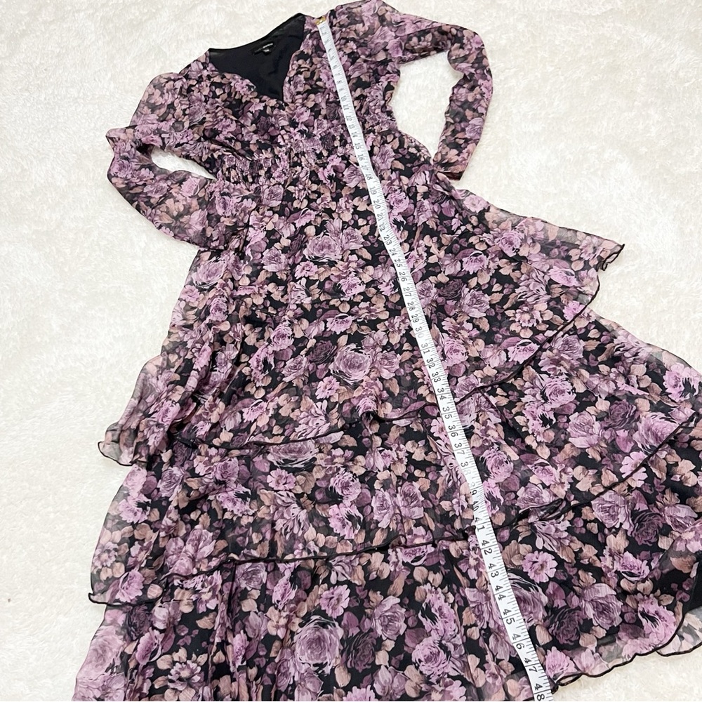 Lucy Paris Bristol Maxi Dress Purple Dark Floral V-neck Tiered Ruffled - Picture 12 of 15
